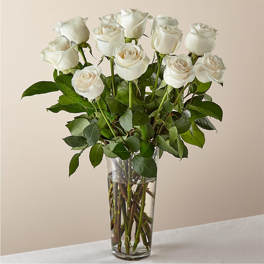 Long Stem White Rose Bouquet – The Owls Nest Florist, York SC
