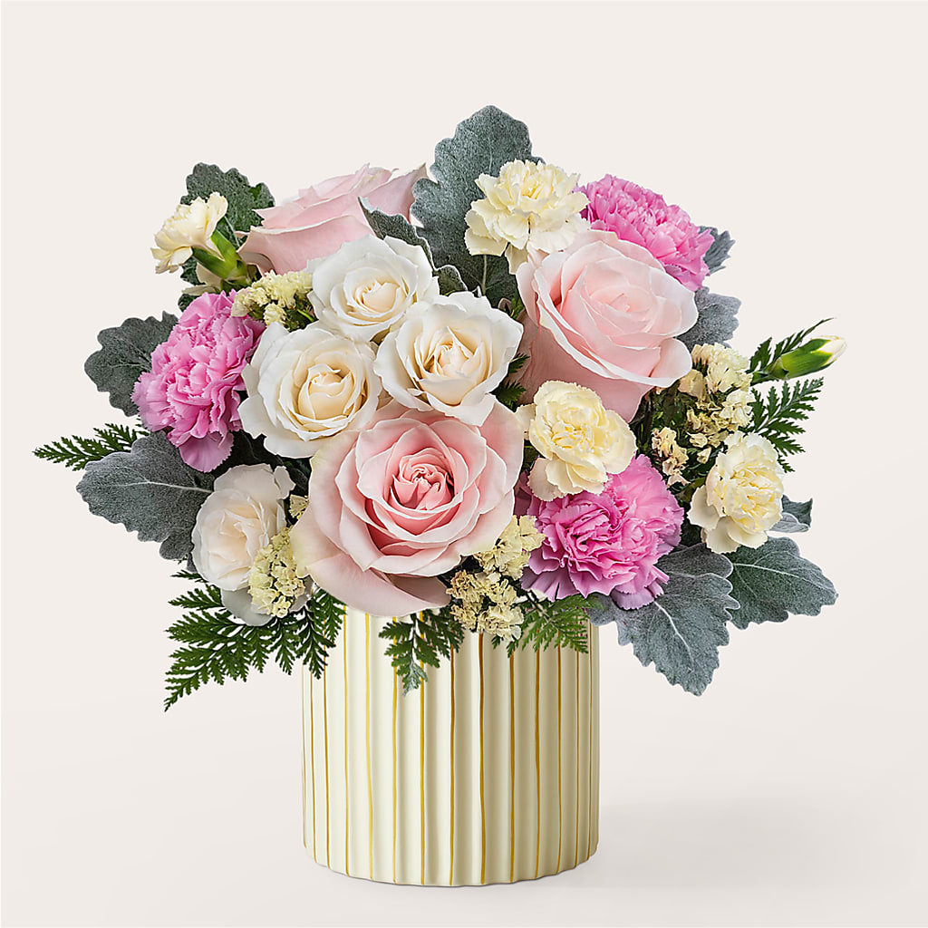 Blissful Moments Bouquet with Ivory Vase – The Owls Nest Florist, York SC