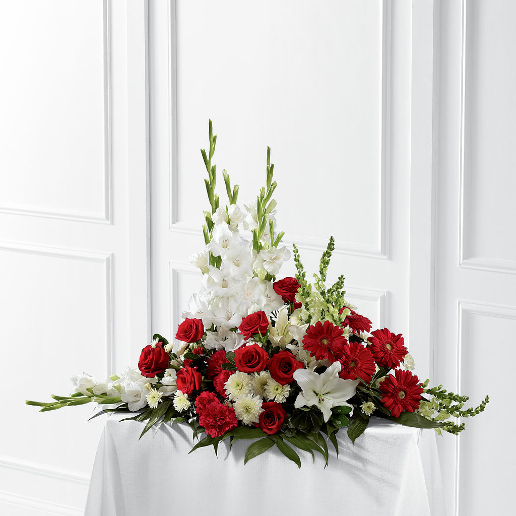 Crimson & White Arrangement – The Owls Nest Florist, York SC