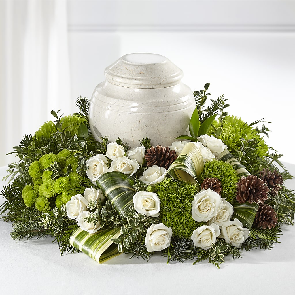 Precious Evergreen Cremation Adornment – The Owls Nest Florist, York SC