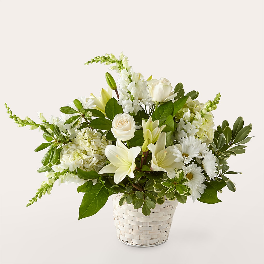 Ivory Elegance Floral Basket – The Owls Nest Florist, York SC