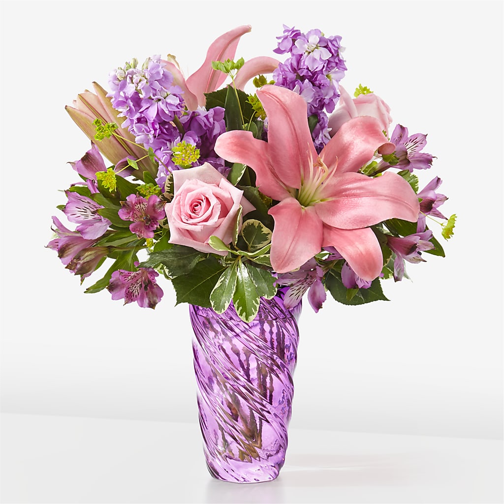 Precious Petals Bouquet with Luxe Swirl Vase – The Owls Nest Florist, York SC
