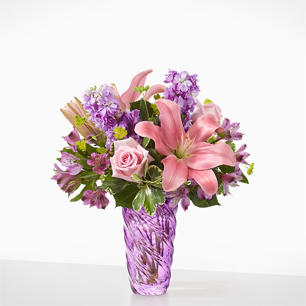 Precious Petals Bouquet with Luxe Swirl Vase – The Owls Nest Florist, York SC