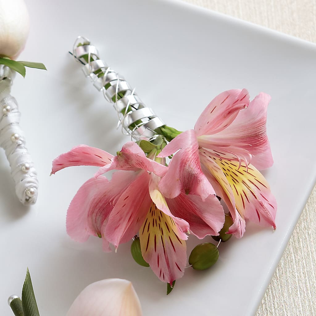 Pink Peruvian Lily Boutonniere – The Owls Nest Florist, York SC