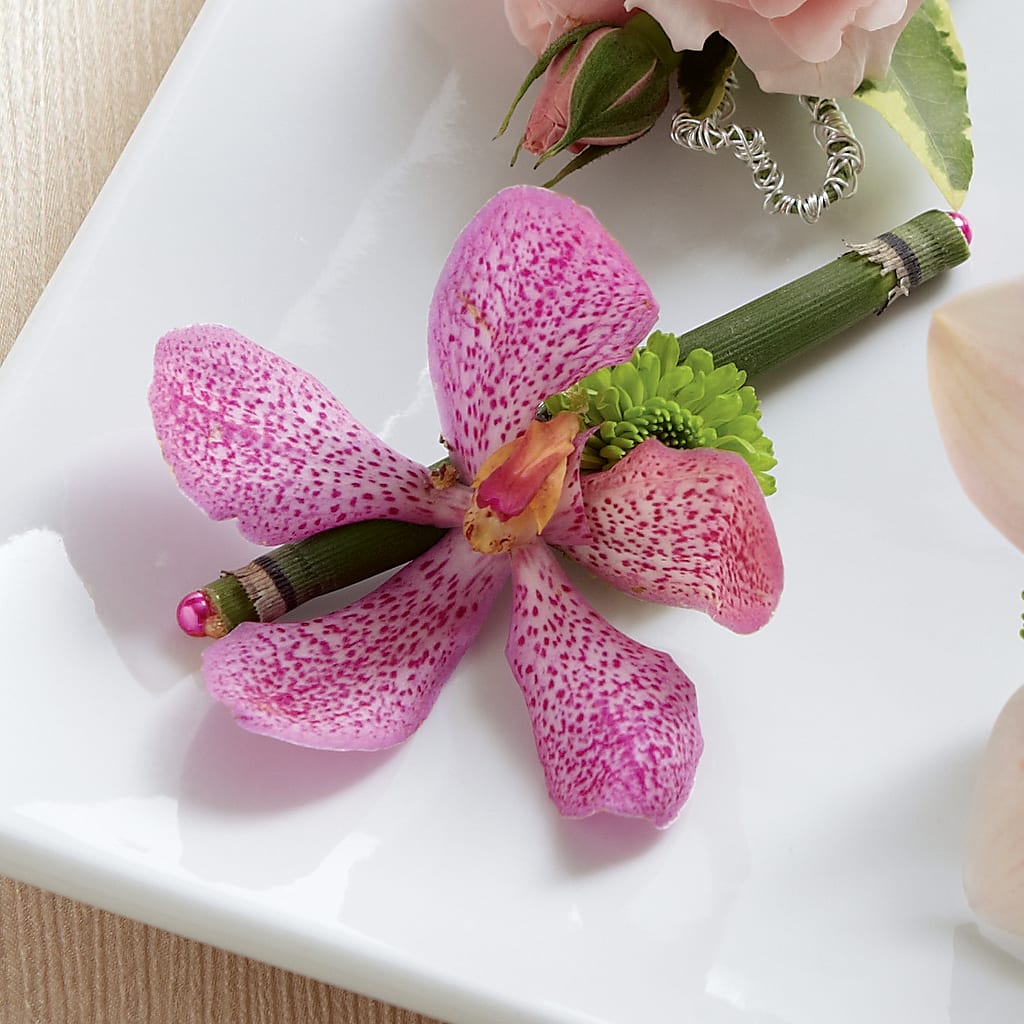 Pink Mokara Boutonniere – The Owls Nest Florist, York SC