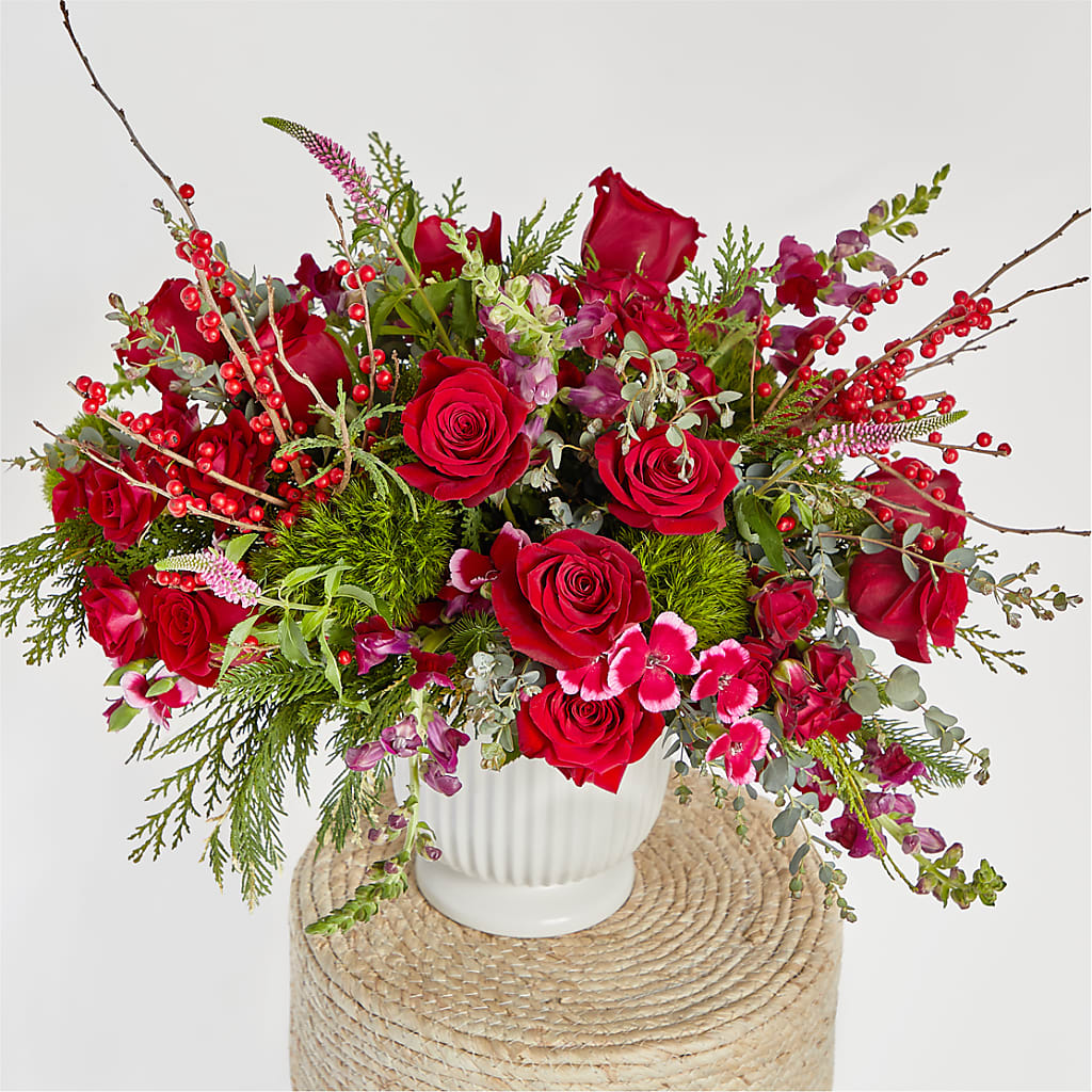 Big Red Bow Bouquet –  The Owls Nest Florist, York SC