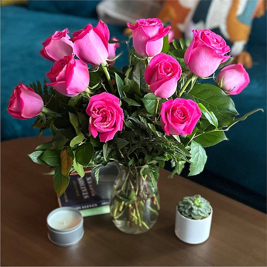 Long Stem Pink Rose Bouquet –  The Owls Nest Florist, York SC