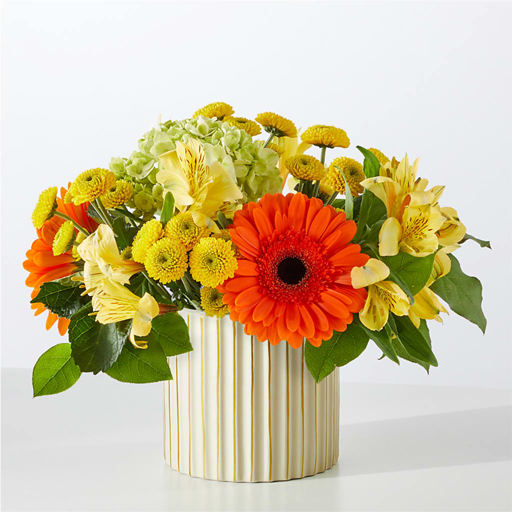 Autumn Sunshine Bouquet with Ivory Vase –  The Owls Nest Florist, York SC