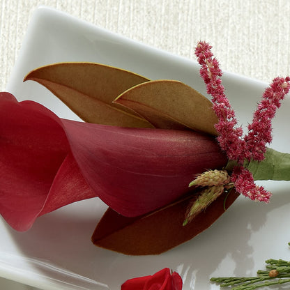 Red Calla Boutonniere –  The Owls Nest Florist, York SC