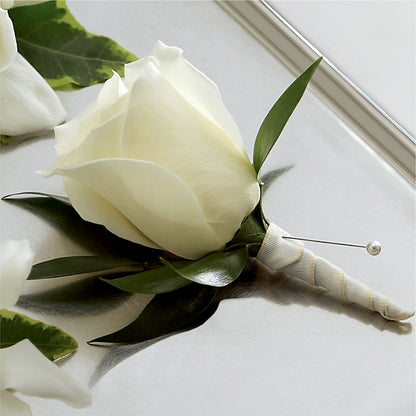 White Rose Boutonniere –  The Owls Nest Florist, York SC