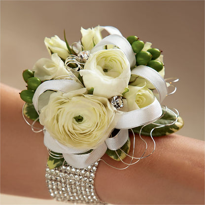 White Wedding Corsage –  The Owls Nest Florist, York SC